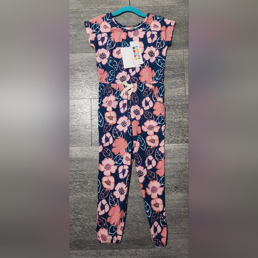 Floral Print Jumpsuit with Pink and Blue Accents